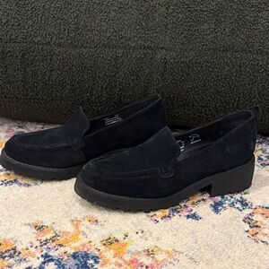 Hush Puppies Black Suede Lug-Sole Penny Loafers
